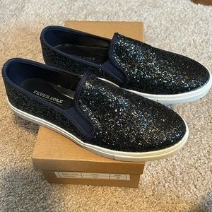 New women’s navy glitter slip on shoes. Size 8/ 38